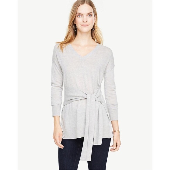 Ann Taylor | Merino Wool Tie Waist Sweater Size SP - Picture 2 of 8